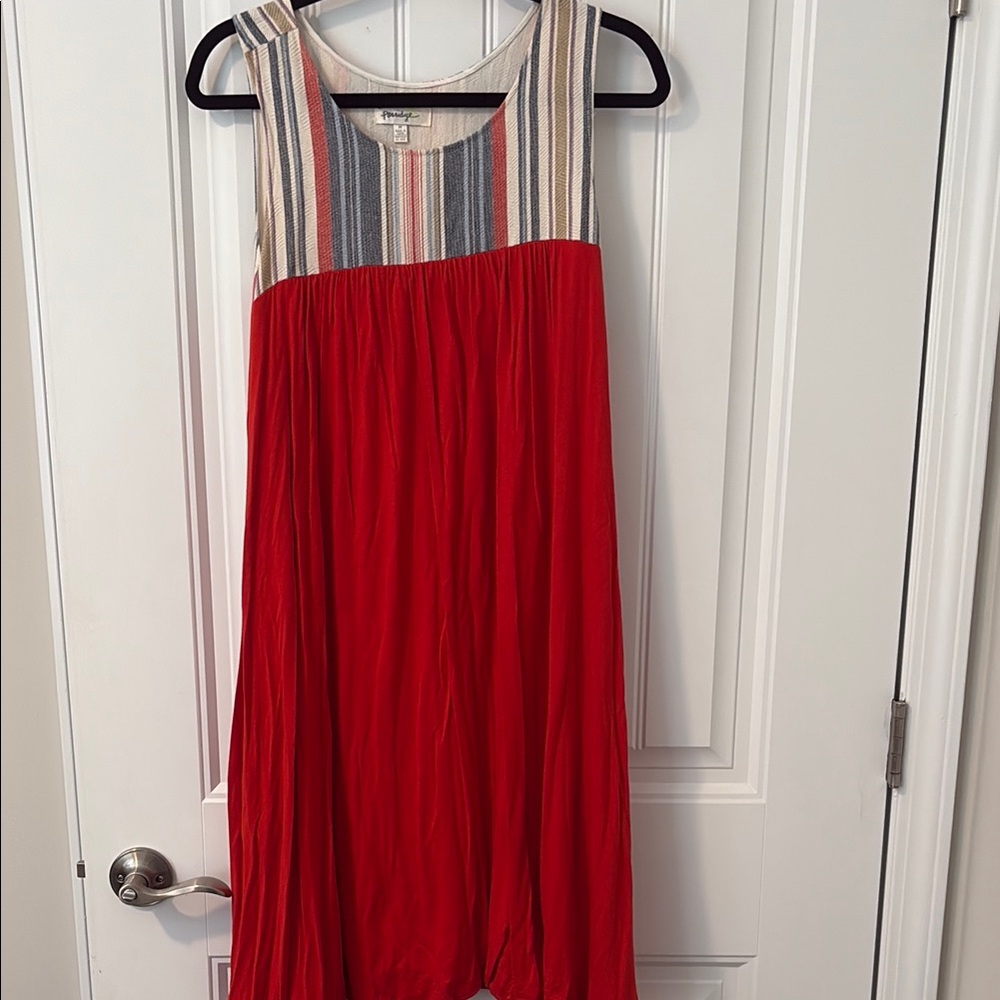 Red Striped Midi Dress